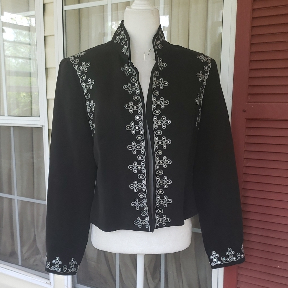 DOUBLE D RANCH Bohemian Western Embellished Floral And Mirror Blk Accent  Jacket